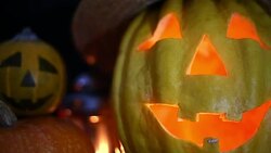 Halloween pumpkin head jack lantern Stock Footage