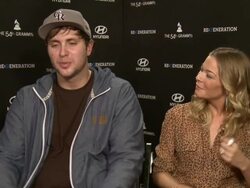 INTERVIEW: DJ Pretty Lights & LeAnn Rimes at RE:GENERATION Music Project Press Interviews and Premiere on 2/9/12 in Hollywood, CA. Stock Footage