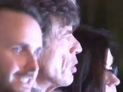 John Battsek (L), Stephen Kijak, Mick Jagger and Victoria Pearman at the Stock Footage