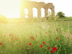 The Roman Aqueduct at Parco degli Acquedotti Stock Footage