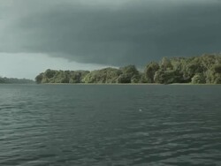 Amazon Sanctuary landscape at sunset with golden light before the rain Stock Footage