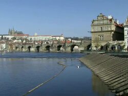 WS View of vltava river near by city / Prague, Hlavni mesto Praha, Czech Republic Stock Footage