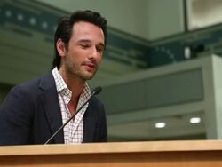 Rodrigo Santoro receives key to the city of Miami Stock Footage