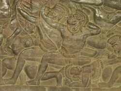 PAN Bas-relief at Angkor Wat / Cambodia Stock Footage