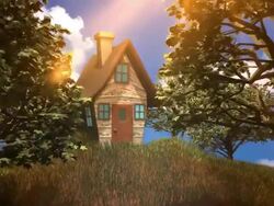 fairy tale house hidden in forest Stock Footage