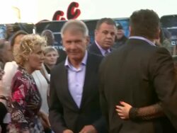 Harrison Ford, Jon Favreau, Olivia Wilde, Daniel Craig at the Cowboys & Aliens UK Premiere at London England. (Footage by WireImage Video/Getty Images Entertainment Video) Stock Footage