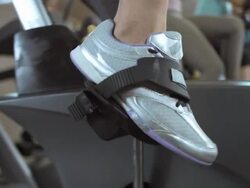 Pushing A Pedal On The Exercise Bike Stock Footage