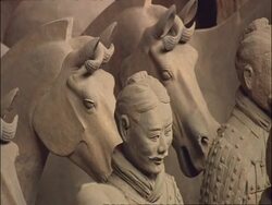 Terracotta Warriors and horses, Museum of Qin, Xian, China Stock Footage