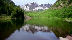 Infamous Maroon Bells Massive Towers of Rock in Aspen Colorado Rocky Mountain Bliss with Crater Lake Stock Footage