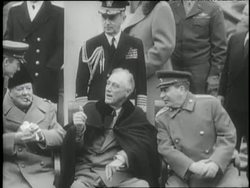 British Prime Minister Winston Churchill, United States President Franklin D. Roosevelt, and Soviet Premier Joseph Stalin attend the Yalta Conference. News Clip