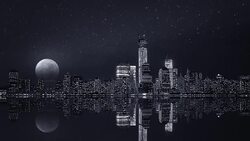 Super Moon above New York skyline Stock Footage