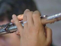 hands on flute Stock Footage