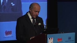 French Foreign Minister Laurent Fabius attends climate change discussions during official visit News Clip