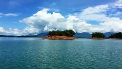 Laos landscape, Nam Ngum Lake Stock Footage