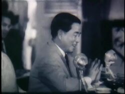 1950s B/W MONTAGE Ngo Dinh Diem, first Prime Minister of South Vietnam, holding press conference / South Vietnam Stock Footage