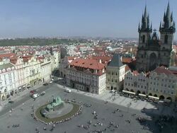 WS People walking at old town square near tyn church / Prague, Hlavni mesto Praha, Czech Republic  Stock Footage
