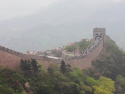 EWS View of Tourists on Great Wall at Badaling / Beijing, China Stock Footage