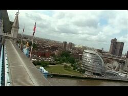 WA Angled view from top of Tower bridge to City Hall, London, England Stock Footage
