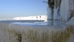 Travertine pools in Pamukkale Stock Footage