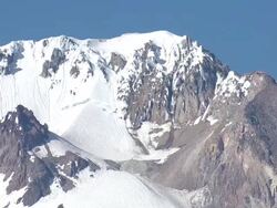 CU of snowy peak of Mount Hood Stock Footage