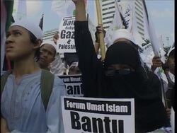 Hundreds attend anti-Israel demo; comment from Hamas rep News Clip