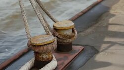 Ship's rope on dock Stock Footage