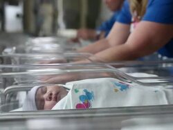 Nurses tending to newborn babies  Stock Footage