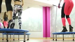 Mini trampoline lessons Stock Footage