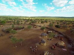 HELI Tourists In The Himba Village Stock Footage