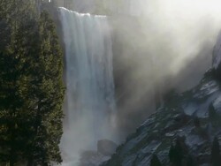 Medium shot of Vernal Fall on the Merced River in Yosemite National Park, California Stock Footage