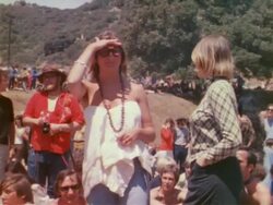 Hippies preparing for love-in at Tapia Park Stock Footage