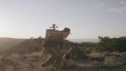 Middle-Aged Caucasian Male Outdoor Photographer Stands Up Stock Footage