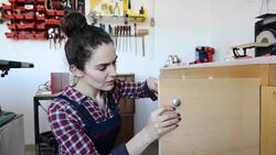 Young female carpenter Stock Footage