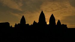 Time-lapse: Angkor Wat Temple at Sunrise Silhouette Stock Footage