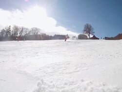 HD: Skier Carving And Spraying Snow Stock Footage