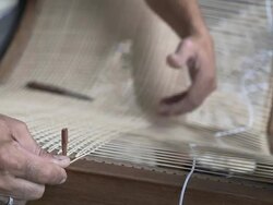 Craftsman working on a chair in Rio de Janeiro Stock Footage