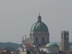 Cathedral of Brescia (Italy) and the city from a terrace Stock Footage
