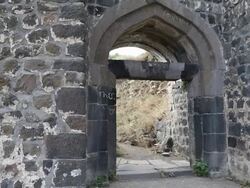 Amberd castle, main gate in the outer walls Stock Footage