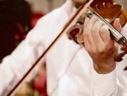 Man playing violin at concert Stock Footage