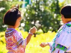 HD:Portrait of two girls with traditional dress. Stock Footage