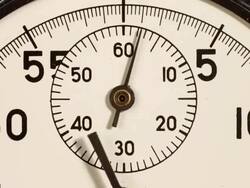 Timelapse. Close up of a stopwatch starting from zero and accelerating then going backwards and slowing down to zero. Stock Footage