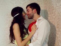 couple, mask, love and kiss. Stock Footage