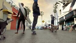 Venice Beach Cinemagraph Parallax Skater and Surfers 4K Stock Footage
