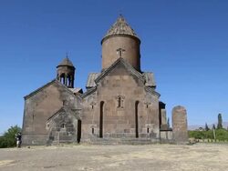 Saghmosavank monastery, view of the eastern side of the church Stock Footage