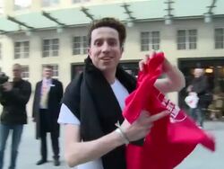 Nick Grimshaw at Radio Around The World, Sport Relief Challenge on March 17, 2014. Stock Footage