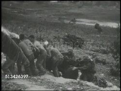 1944: BATTLE OF SAIPAN: VS M4 Sherman tanks, 2nd &amp; 4th Marine Divisions &amp; 27th Infantry Regiment advancing inland, soldiers pushing equipment up Mount Tapochau, tanks &amp; soldiers moving through forested area. Instructional Video