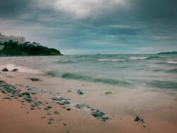 Rainy beach Stock Footage