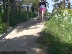 Redhead Hiking Stock Footage