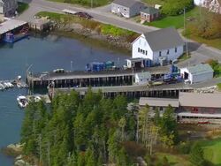 WS AERIAL View of Sea deck at harbour / Maine, United States Stock Footage