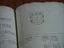Coat of Arms of George Washington, First President of the United States, England, UK Stock Footage